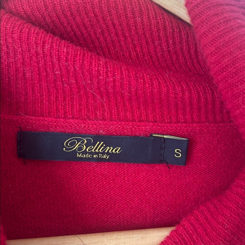 BELLINA Cashmere & Merino Wool Blend Turtleneck Sweater Winter red - Picture 2 of 9